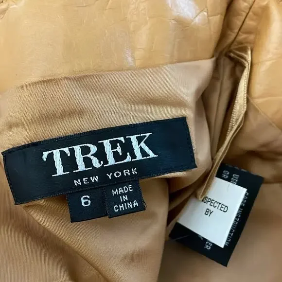 NWT Trek New York Honey Genuine Leather Mini Pencil Skirt Size 6